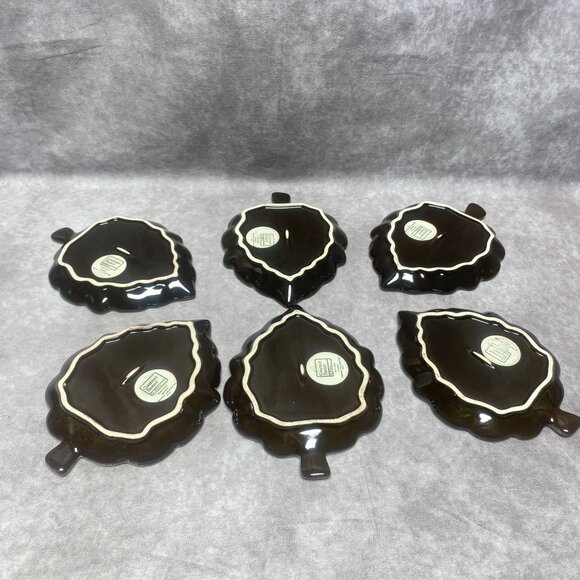 Mikasa Gourmet 6" Basics Rustic Leaves Plates Set of 6 Leaf Shape - Picture 2 of 7